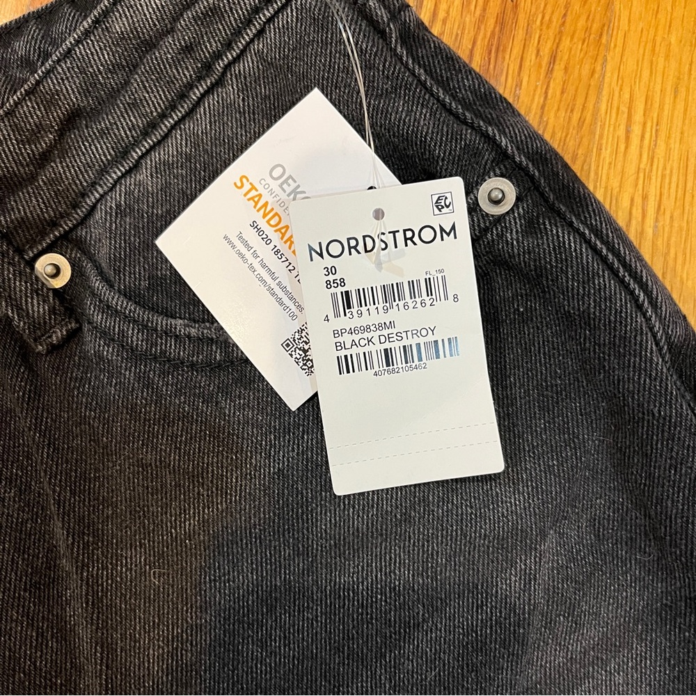 BP Women's NWT Destroyed Low Rise Wide Leg Jeans Size 30- Black Wash - Picture 5 of 10